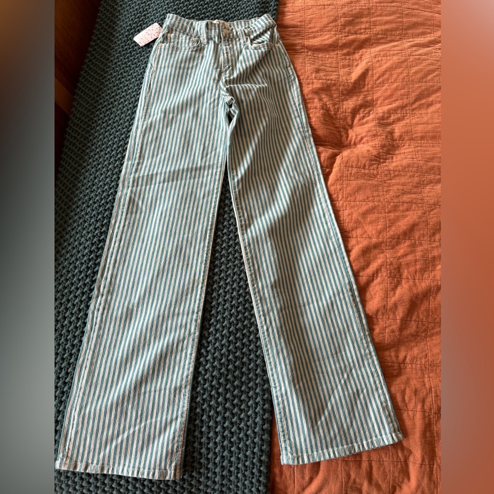 WE THE FREE FREE PEOPLE peppermint stripe straight leg jeans size 24